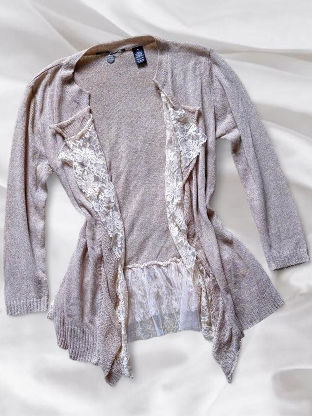 BKE Tan Lace Cardigan Top